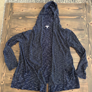 Women’s Talbots Navy White Striped Hooded Cardigan Size M